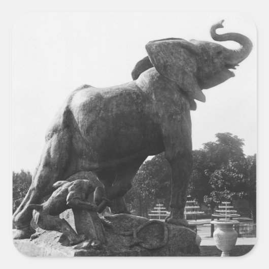 Young Elephant gevangen in een val Vierkante Sticker (Voorkant)