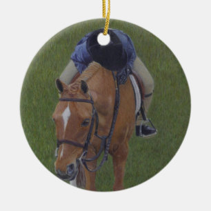 Young Equestrian Rider en Pony Keramisch Ornament