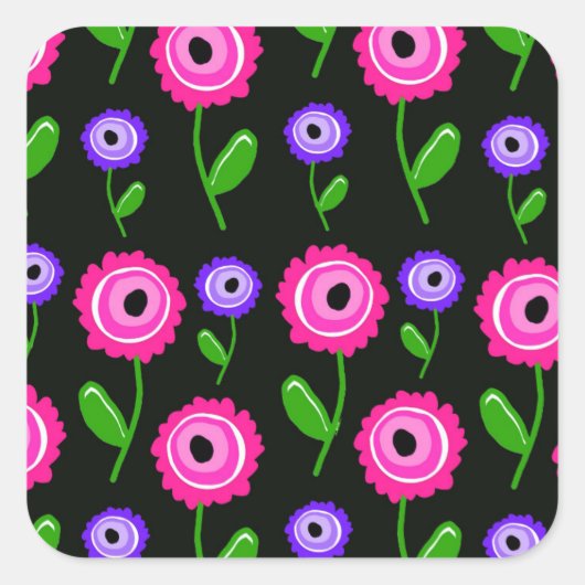 Young Florals Vierkante Sticker (Voorkant)