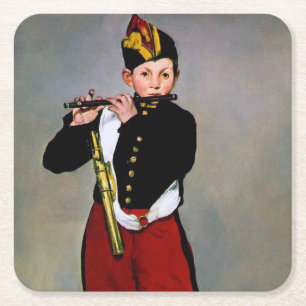 Young Flutist, The Fifer, Edouard Manet, 1866 Vierkante Kartonnen Onderzetter