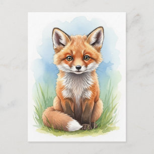 Young Fox Baby Wild Animals Briefkaart