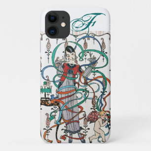 YOUNG GIRL, COLORFUL RIBBON SWIRLS, CUPID Monogram iPhone 11 Hoesje