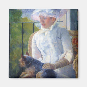 Young Girl en Hare Dog, Mary Cassatt Magneet