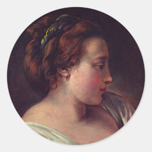 Young Girl Jeune fille van Francois Boucher Ronde Sticker