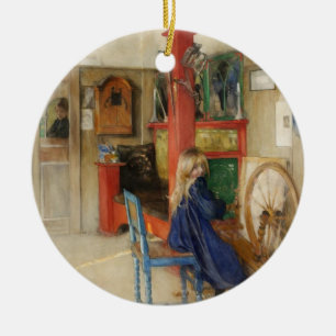 Young Girl met draaiend wiel - Carl Larsson Keramisch Ornament