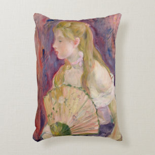 Young Girl met een Fan, 1893 Decoratief Kussen