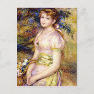 Young Girl met een mand bloemen van Renoir Briefkaart