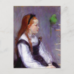 Young Girl met een Parrot, Berthe Morisot, Briefkaart
