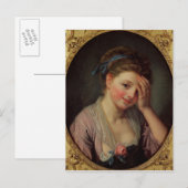 Young Girl met een Roos Briefkaart (Voorkant / Achterkant)