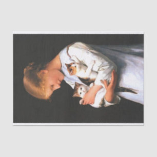 Young Girl met twee katten Tissuepapier