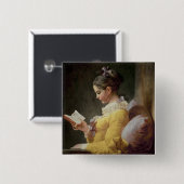 Young Girl Reading, c.1776 Vierkante Button 5,1 Cm (Voorkant /achterkant)