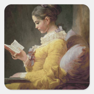 Young Girl Reading, c.1776 Vierkante Sticker