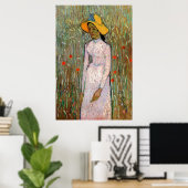Young Girl Standing at Wheat Fields - van Gogh Poster (Thuiskantoor)
