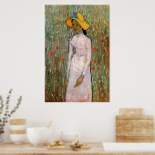 Young Girl Standing at Wheat Fields - van Gogh Poster (Keuken)