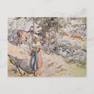 Young Girl Weaving, 1905 Briefkaart