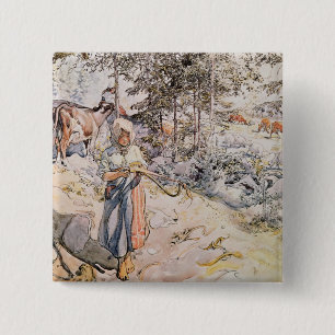 Young Girl Weaving, 1905 Vierkante Button 5,1 Cm