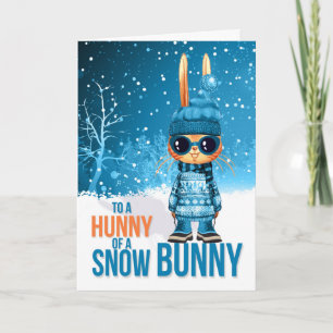 Young Godson Cute Blue Kerstmis Snowbunny Feestdagen Kaart