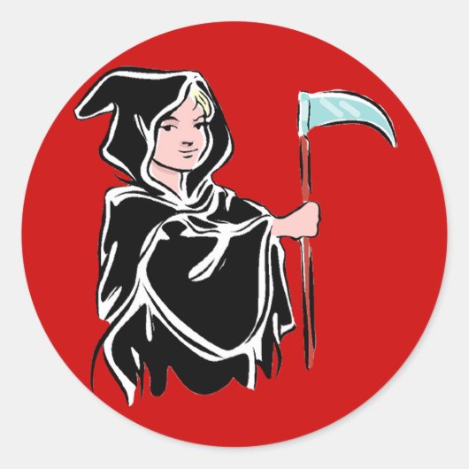 Young Grim Reaper Ronde Sticker (Voorkant)