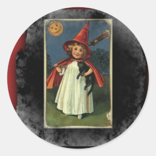 Young Halloween Witch Ronde Sticker