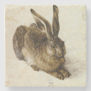 Young Hare beroemd gemaakt door Albrecht Dürer Squ Stenen Onderzetter