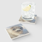 Young Harp Seal Stenen Onderzetter (Zijkant)