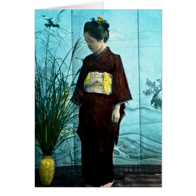 Young Japans meisje  hand kleurde Kimono (Voorkant)