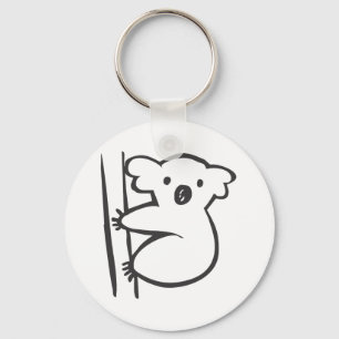 Young Koala in een boom in Black en White Sketch Sleutelhanger