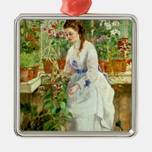 Young Lady in a Conservatory Metalen Ornament