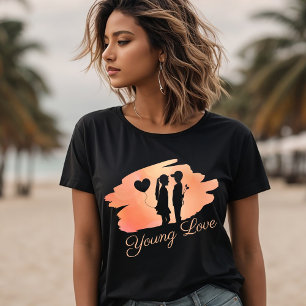 Young Love Valentijns Couple Silhouette T-Shirt