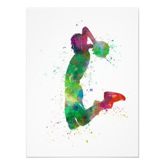 young man basketball player dunking foto afdruk (Voorkant)