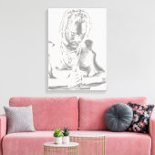 Young Man in Prayer Canvas Black White print (Insitu (Woonkamer))