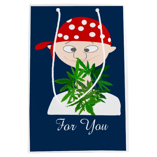 Young Man met Weed Bouquet Personalized Medium Cadeauzakje (Voorkant)