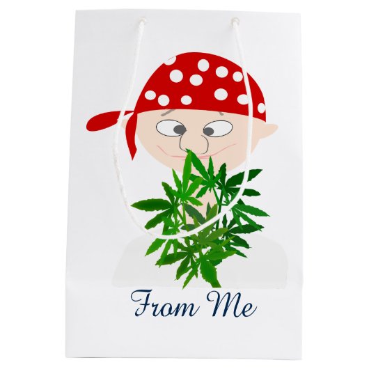 Young Man met Weed Bouquet Personalized Medium Cadeauzakje (Achterkant)