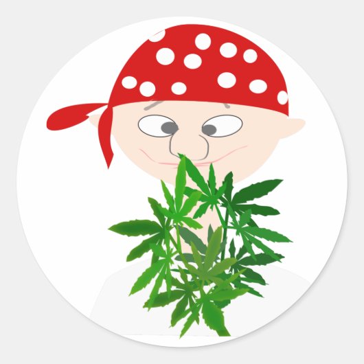 Young Man met Weed Bouquet Personalized Ronde Sticker (Voorkant)