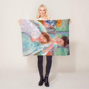 Young Moeder Sewing, Mary Cassatt Fleece Deken