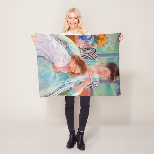 Young Moeder Sewing, Mary Cassatt Fleece Deken (In situ)