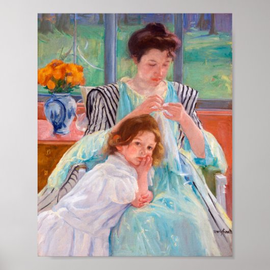 Young Moeder Sewing, Mary Cassatt Poster (Voorkant)
