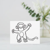 Young Monkey in Black en White Sketch Briefkaart (Staand voorkant)