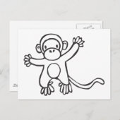 Young Monkey in Black en White Sketch Briefkaart (Voorkant / Achterkant)