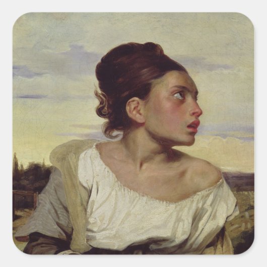 Young Orphan op het kerkhof, 1824 Vierkante Sticker (Voorkant)