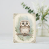 Young Owl Baby Wild Animals Briefkaart (Staand voorkant)