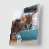 Young Persian Kitten Vierkante Klok (Hoek)