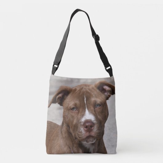 Young Pit Bull Puppy Crossbody Tas (Achterkant)