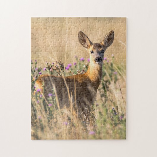 Young Roe Deer in Meadow Legpuzzel (Verticaal)