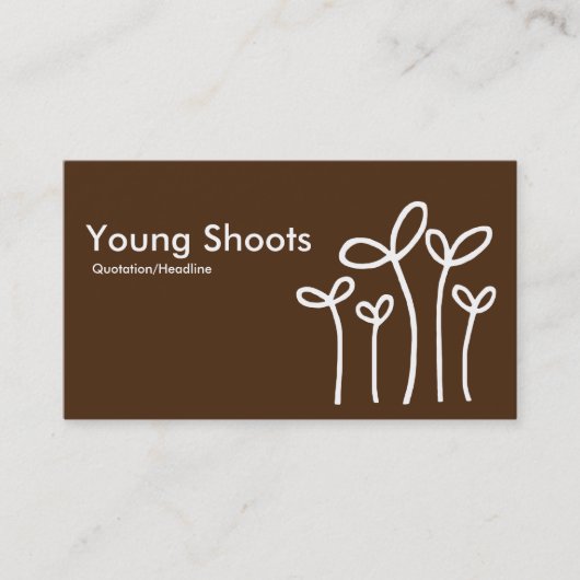 Young Shoots - White op Brown 4d2a10 (alt sides) Visitekaartje (Voorkant)
