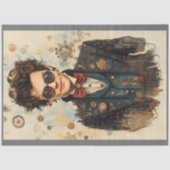 Young Smiling Steampunk Man P6 Decoupage Tissuepapier (Voorkant)
