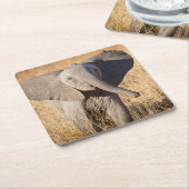 Young Struik Elephant Vierkante Kartonnen Onderzetter (Schuin)