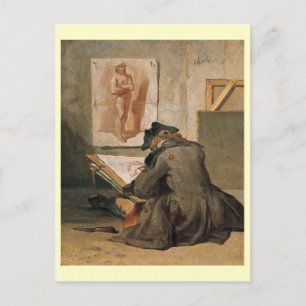 Young Student Drawing, Chardin 1738 Briefkaart