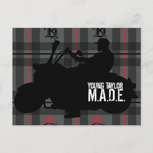 Young Taylor M.A.D.E. Poster motorfiets Briefkaart (Voorkant)