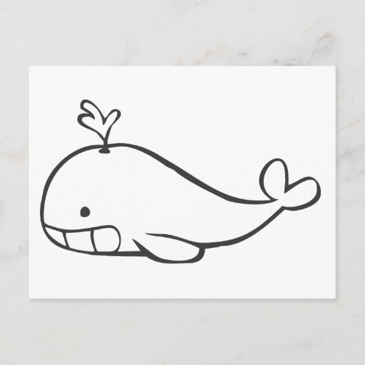 Young Whale Spouting Off in Black and White Sketch Briefkaart (Voorkant)